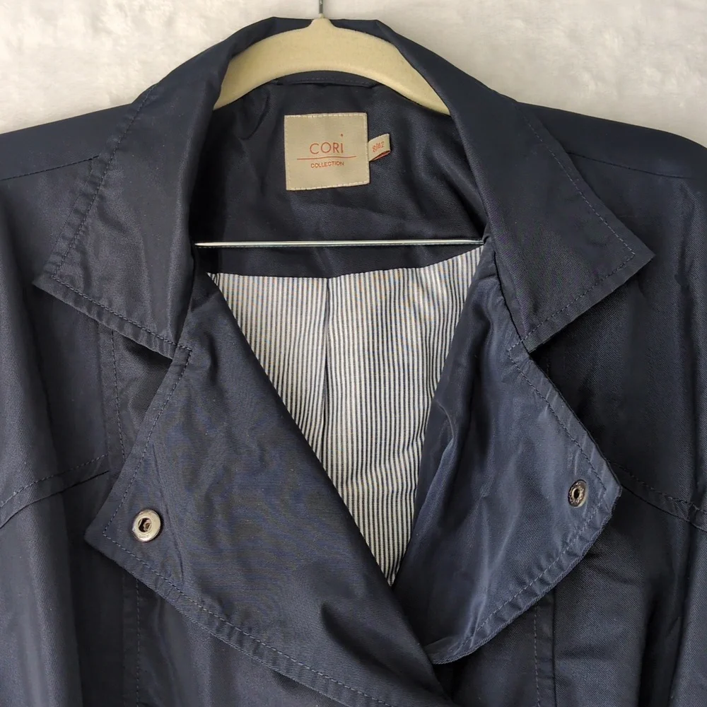 Cori Collection‎ Women's Contemporary Navy Short Trench Coat Size 8